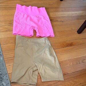 Pink and Tan Biker Shorts Set